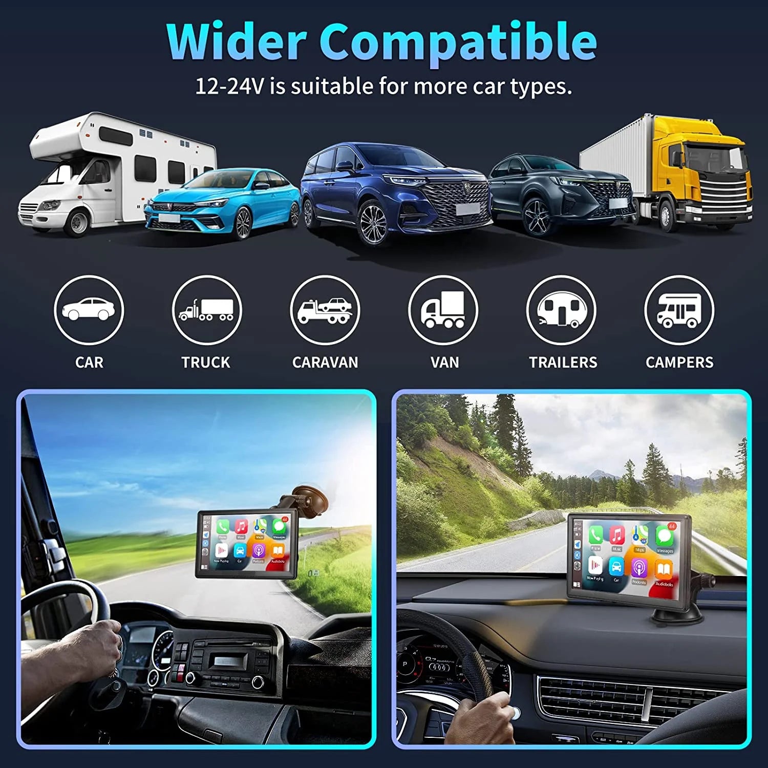 7-Inch Touchscreen Wireless Car Stereo, Portable Car Radio Receiver with Apple Carplay & Android Auto Rear Camera GPS 7-Inch Touchscreen Wireless Car Stereo, Portable Car Radio Receiver with Apple Carplay & Android Auto Rear Camera GPS